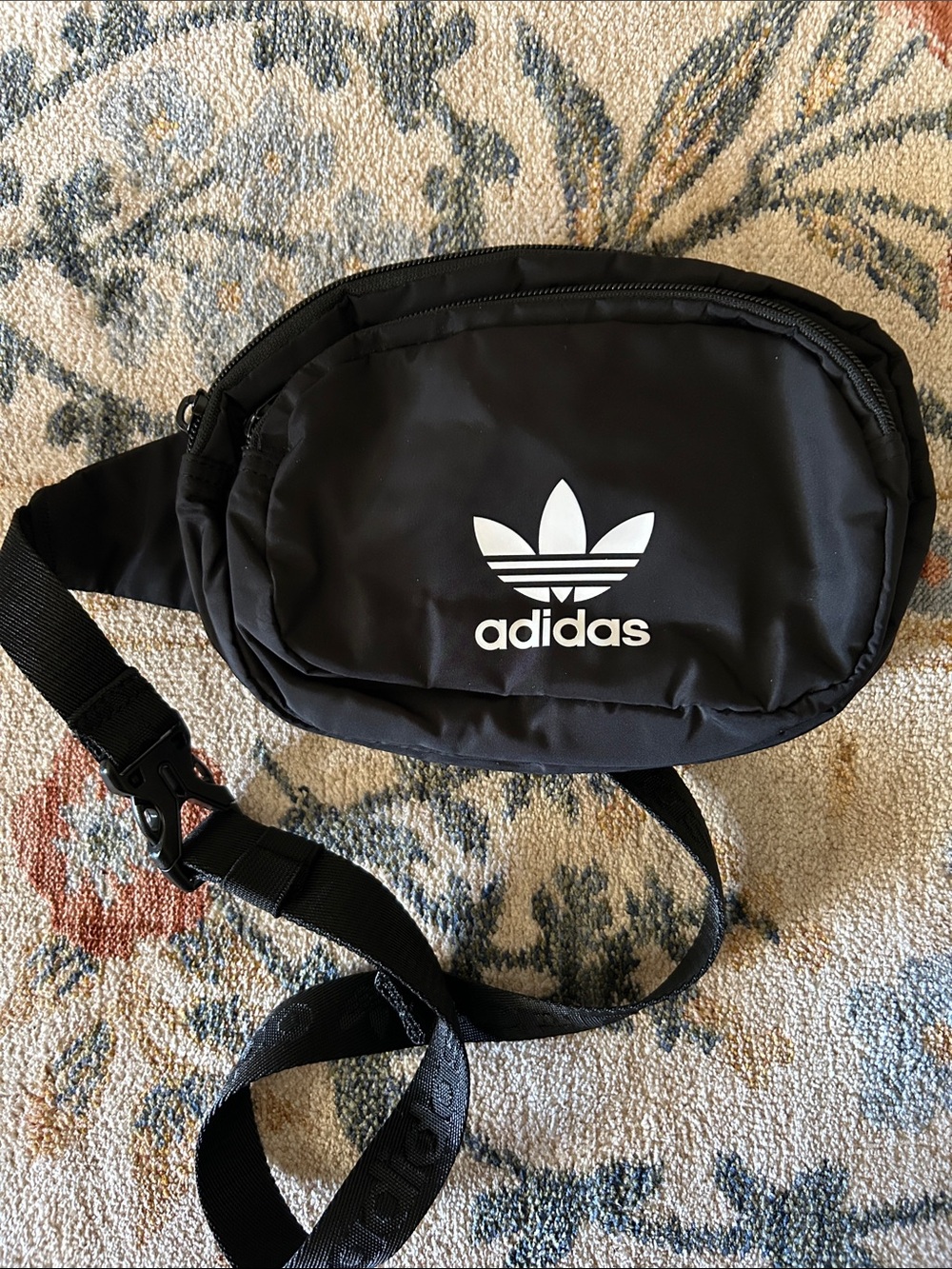 Adidas Black Trefoil Hip Pack with White Logo